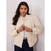 Mint Velvet Cream Floral Quilted Jacket - Ivory