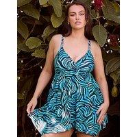 Yours Curve Pacific Hanky Hem Swimdress