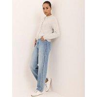 Mint Velvet Relaxed Boyfriend Side Trim Jeans - Light Indigo Wash
