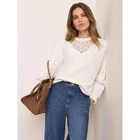 Mint Velvet Lace Insert Sweatshirt - White