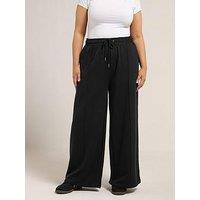 Yours Curve Wide Leg Jogger 28" - Black