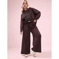Yours Curve Wide Leg Jogger 28" - Brown