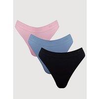 Boux Avenue Seamfree High Leg Brazilian 3Pk - Pink Mix