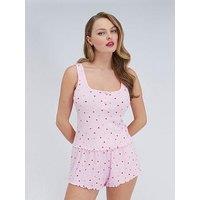 Boux Avenue Heart Rib Short Pyjama Set - Pink