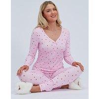 Boux Avenue Heart Rib Henley Pyjama Set - Pink