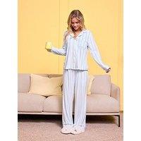 Boux Avenue Stripe Velour Pyjama Set - Blue