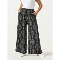 Yours Curve Jersey Wide Leg Trousers - Black