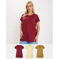 Yours Curve 3 Pack Short Sleeve Core T-Shirts