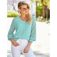 Sosandar Pointelle Sleeve Jumper - Blue