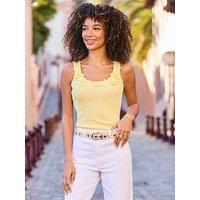 Sosandar Embroidered Jersey Vest Top - Yellow