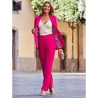 Sosandar High Waisted Wide Leg Trouser - Pink