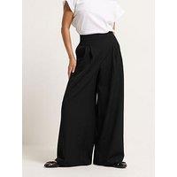 Pixiegirl Petite Pleat Front Palazzo Trousers - Blue