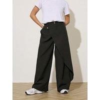 Pixiegirl Petite Wrap Wide Leg Trousers - Black