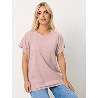 Yours Curve Cotton Slub Stud T-Shirt
