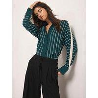 Mint Velvet Graphic Print Stripe Shirt - Green