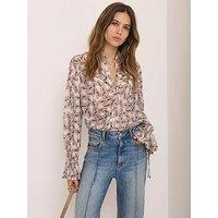 Mint Velvet Butterfly Print Shirt - Cream