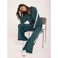 Mint Velvet Nia Print Stripe Trouser - Green