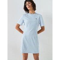 Lacoste Striped Logo T-Shirt Dress - Blue