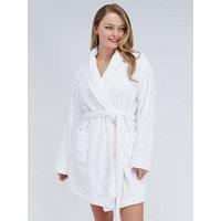 Boux Avenue Heart Towelling Short Robe - White