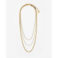Mint Velvet Stainless Steel Triple Layered Necklace - Gold