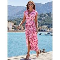 Sosandar Shirred Waist Shirt Dress - Pink