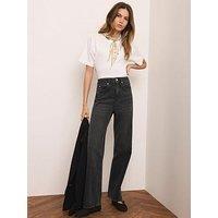 Mint Velvet Column Straight Jeans - Black Wash
