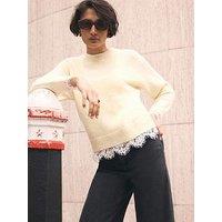 Mint Velvet Lace Hem Jumper - Yellow