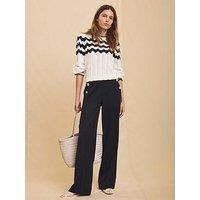 Mint Velvet Navy Button Front Trousers - Blue