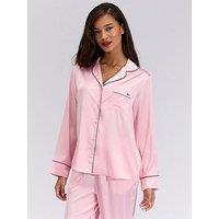 Boux Avenue Luxe Satin Long Sleeve Revere Top - Light Pink