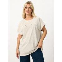 Yours Curve Cotton Slub Stud T-Shirt