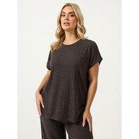 Yours Curve Knitted T-Shirt - Brown