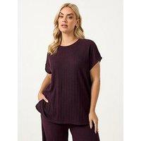 Yours Curve Knitted T-Shirt - Dark Purple