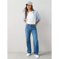 The Very Collection Short Baggy Low Rise Jeans - Mid Wash