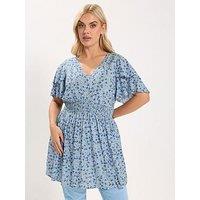 Yours Curve Ditsy Flutter Sleeve Top