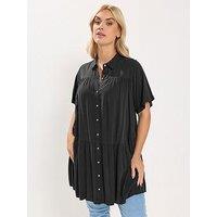 Yours Curve Tiered Smock Chambray Shirt