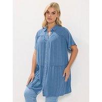 Yours Curve Tiered Smock Chambray Shirt