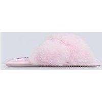 Boux Avenue Cherry Embroidered Stripe Cross Band Slippers - Candy Pink