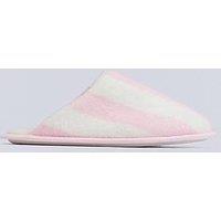 Boux Avenue Heart Embroidered Sole Mule Slippers - Pink Stripe