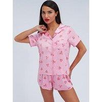 Boux Avenue Strawberry Satin Short Pyjama Set - Pink