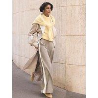 Mint Velvet Taupe Wide Leg Blocked Trousers - Brown