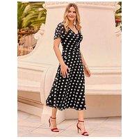 Sosandar Ruched Front Mesh Fit And Flare Dress - Multi