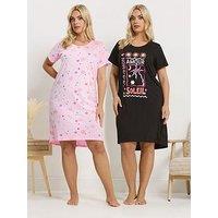 Yours Curve 2 Pack Soleil Dipped Back Nightdress