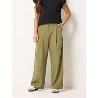 Pixiegirl Petite Back Pocket Wide Leg Trousers - Green