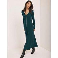 Mint Velvet Teal Knit Zip Maxi Dress - Green