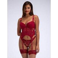 Boux Avenue Carmine Lace Basque - Pillar Box Red