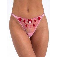 Boux Avenue Vivienne Embroidered Thong - Pink