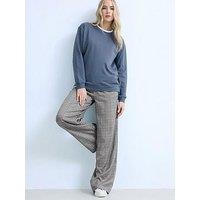Long Tall Sally Check Wide Leg Trousers 34" - Grey