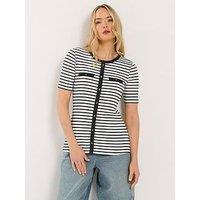 Long Tall Sally Tall Button Stripe T-Shirt