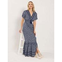 Long Tall Sally Ditsy Lace Insert Maxi Dress - Blue