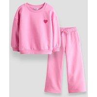 The Very Collection Girls Happy Fun Day Club Graphic Back Print Sweat Set - Pink